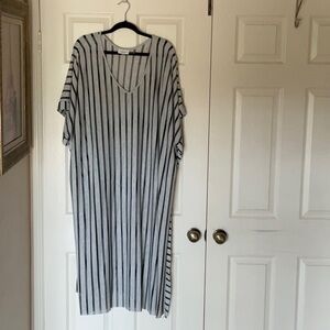 Calvin Klein Striped Black and White Women's cover up side slits one size NWOT
